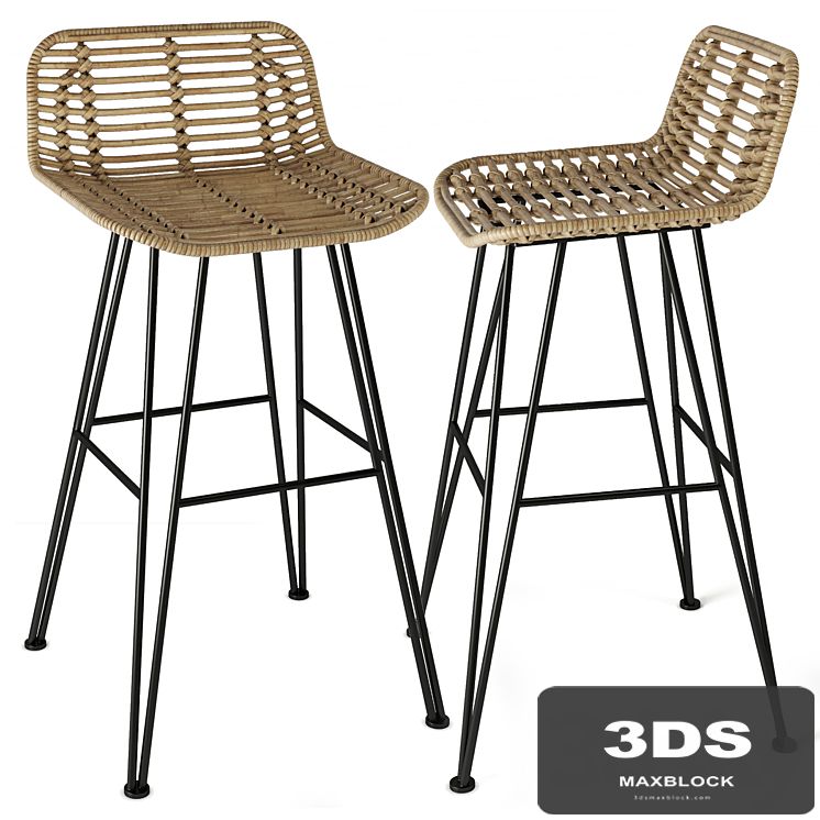 Rattan Iron Bar Stool