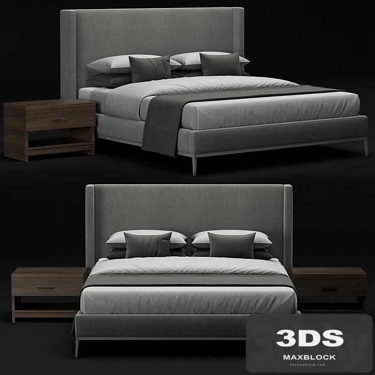 RH Italia Shelter Nontufted Platform bed