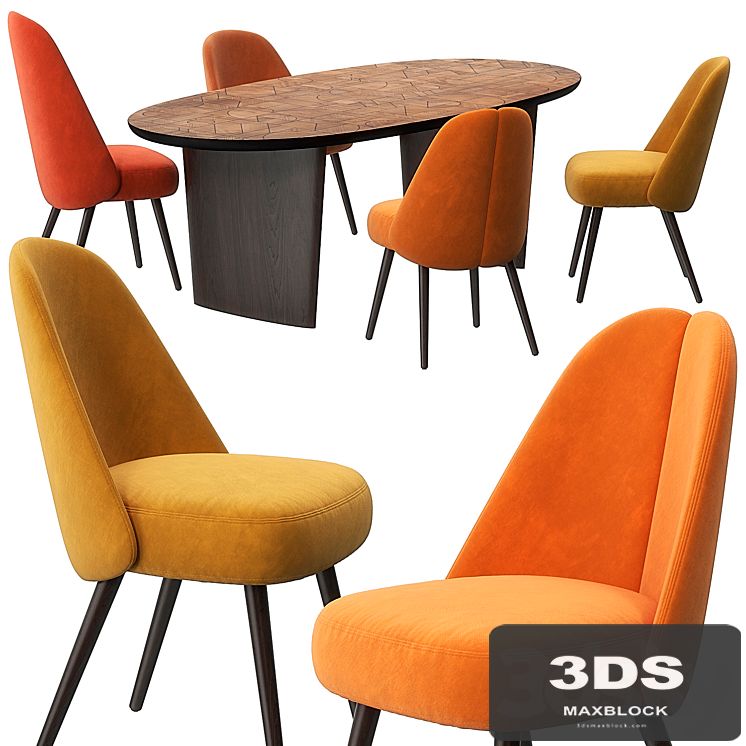 Identities chairs patchwork table by Roche Bobois