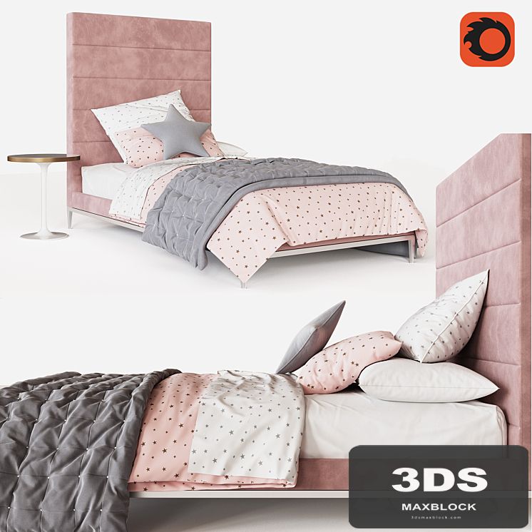 PFEIFFER TALL UPHOLSTERED BED - PEWTER