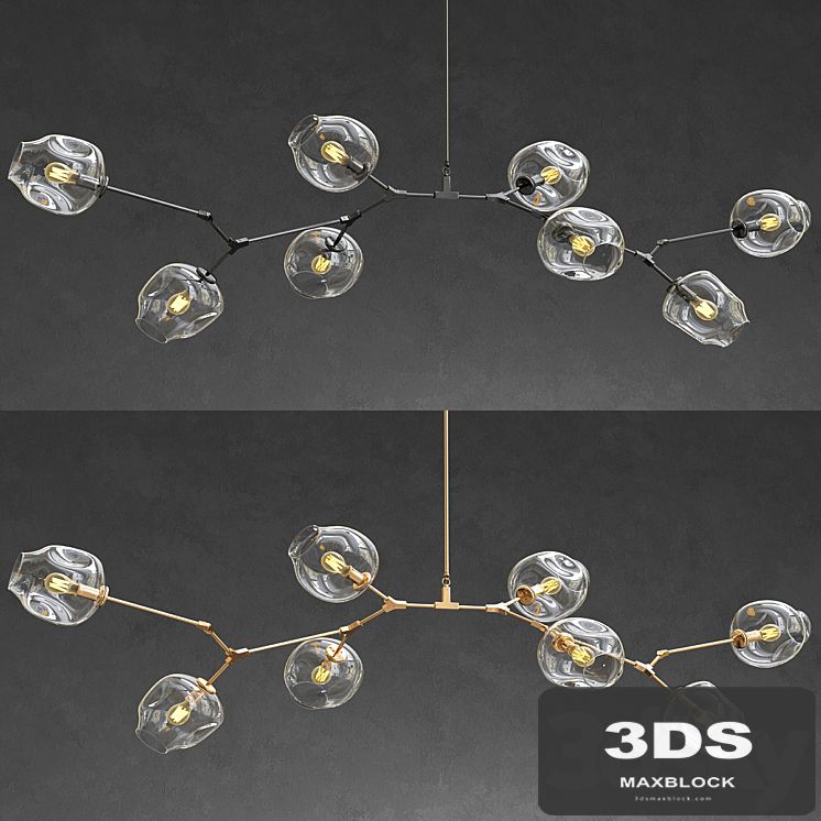 Branching bubble 8 lamps - Gold and Black metal