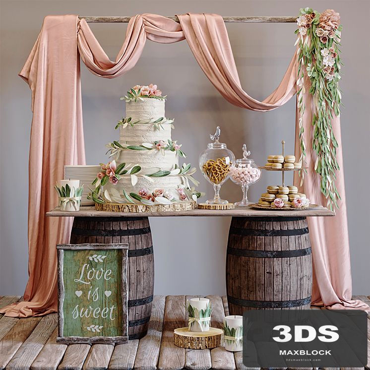 Rustic wedding style sweet table