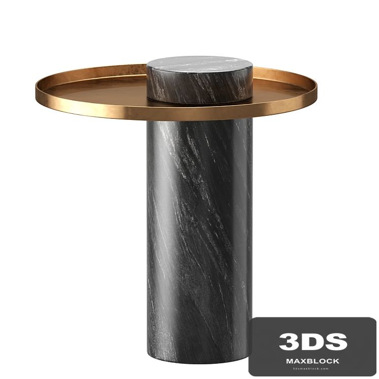 Pillar Side Table in Black Marble & Brushed Gold design by Nuevo