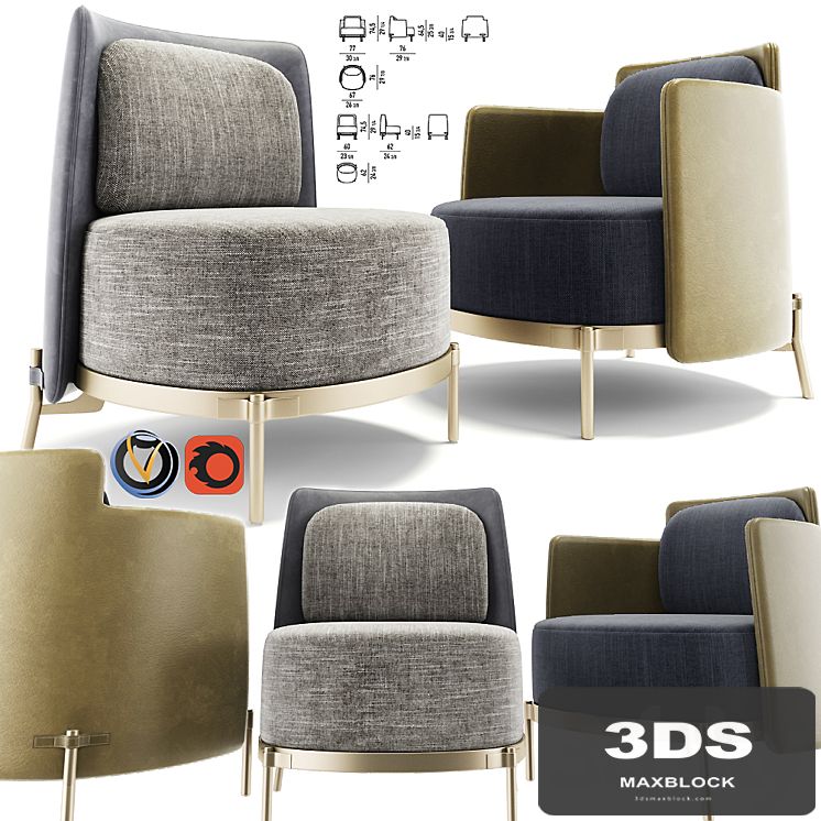 Minotti Tape Armchair Set