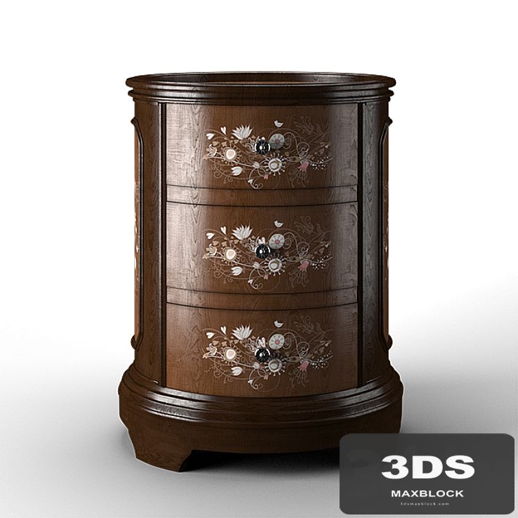 Jabbawy 3 Drawer Hand Painted Oval Tray Chest