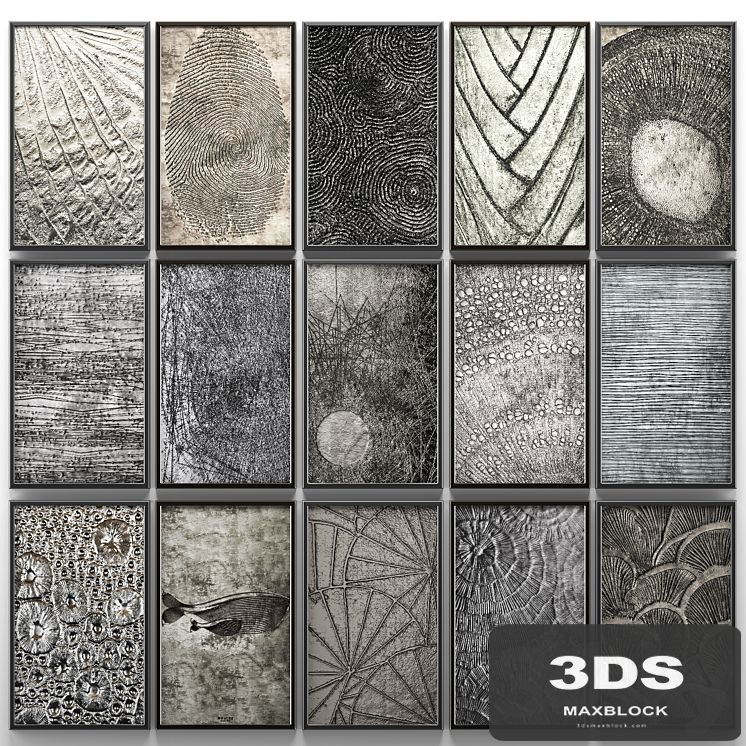 A collection of paintings. modern art. ten. wall decor, a set of paintings, luxury, metal, set, decorative, abstraction, pattern, loft, industrial style