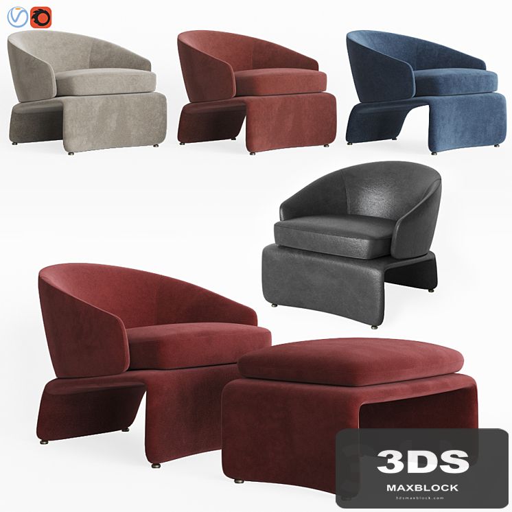 Halley Armchair & Ottoman Set Minotti
