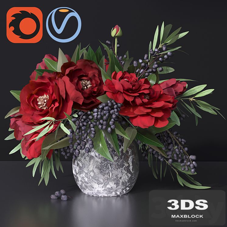 Red peonies bouquet