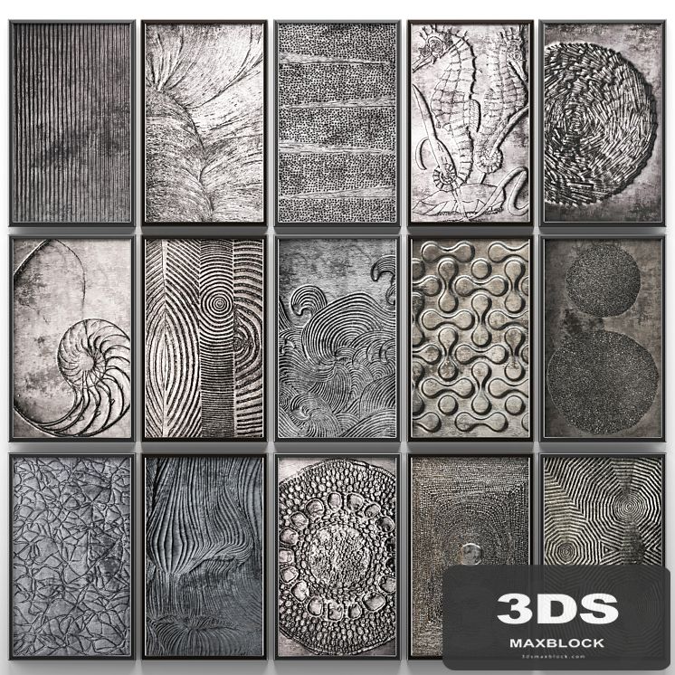 A collection of paintings. modern art. 13. wall decor, a set of paintings, luxury, metal, set, decorative, abstraction, pattern, loft, industrial style