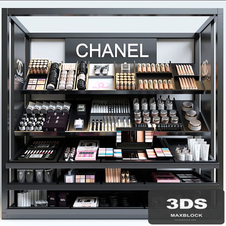 Showcase in duty free or beauty salons with professional cosmetics. Make-Up