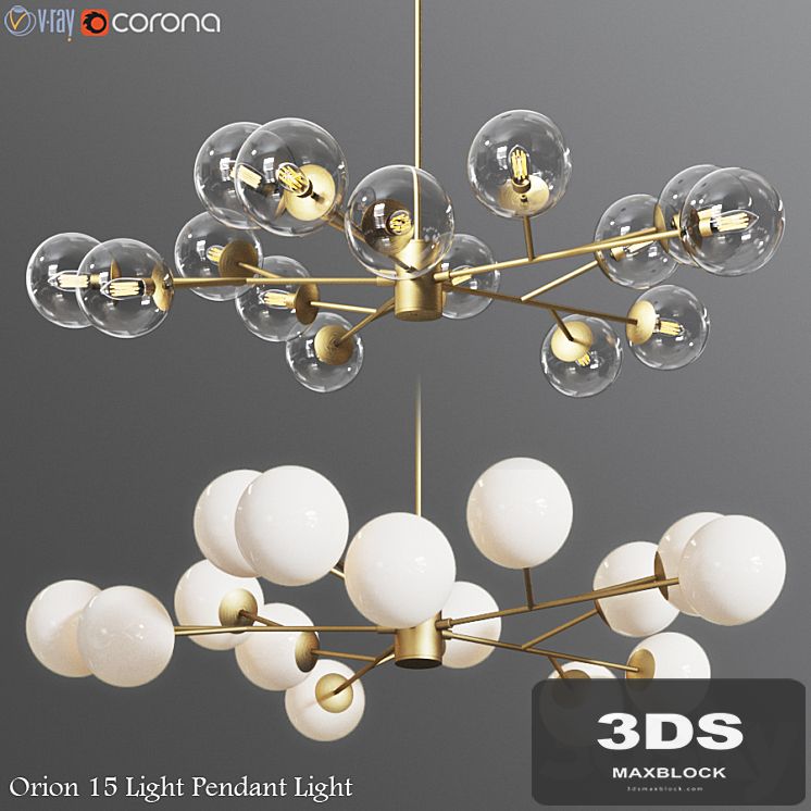 Orion 15 Light Pendant Clear & Opaque Glass