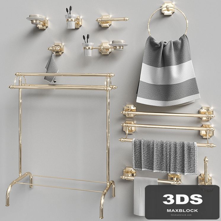 Set of accessories for the bathroom Berkley Gold Gaiamobili