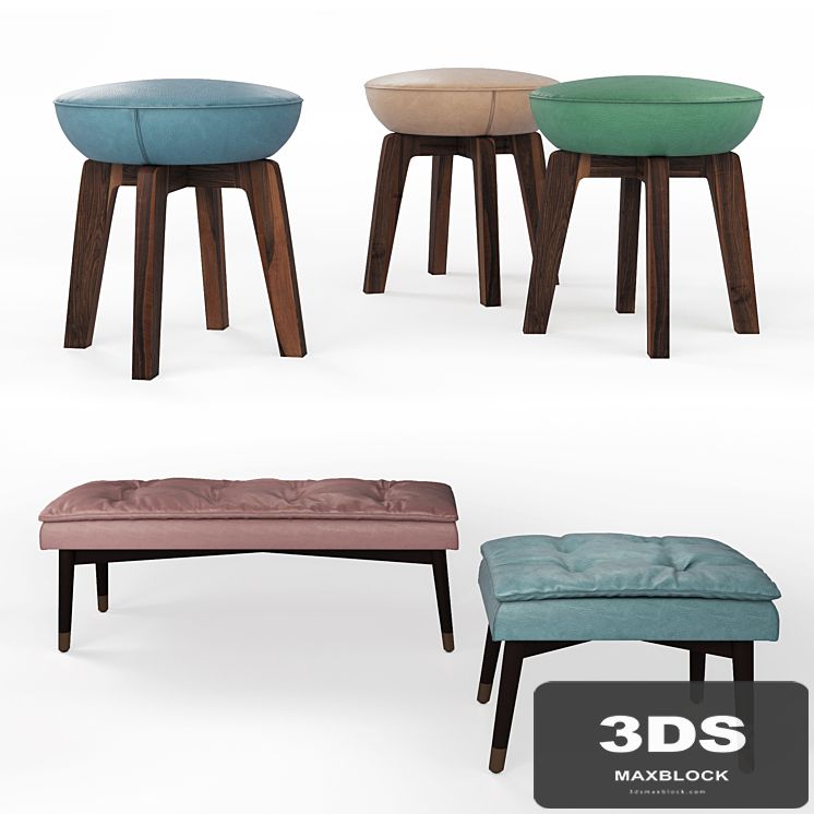 Olivia and Tommi poufs, Black Tie
