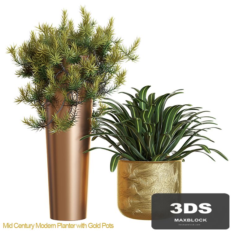 Mid century modern planter with gold