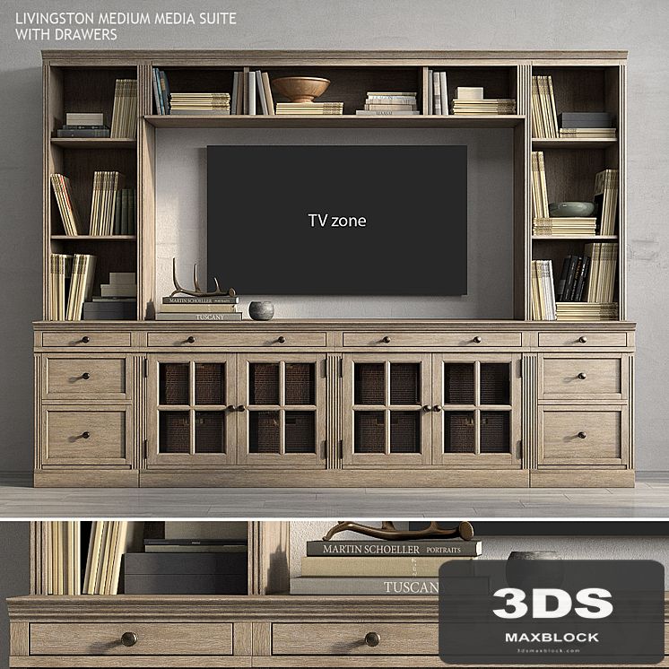 Pottery barn LIVINGSTON MEDIUM MEDIA SUITE WITH DRAWERS