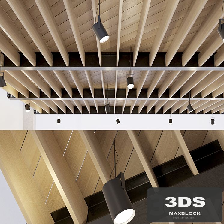 Wooden ceiling on metal beams. 24