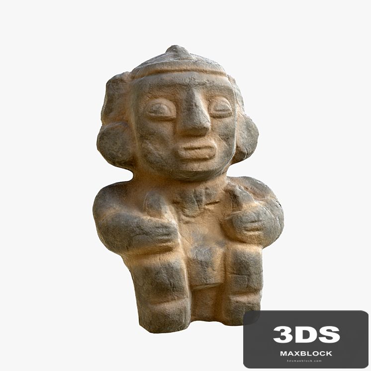 Stone Idol Sculpture PBR 3D Model