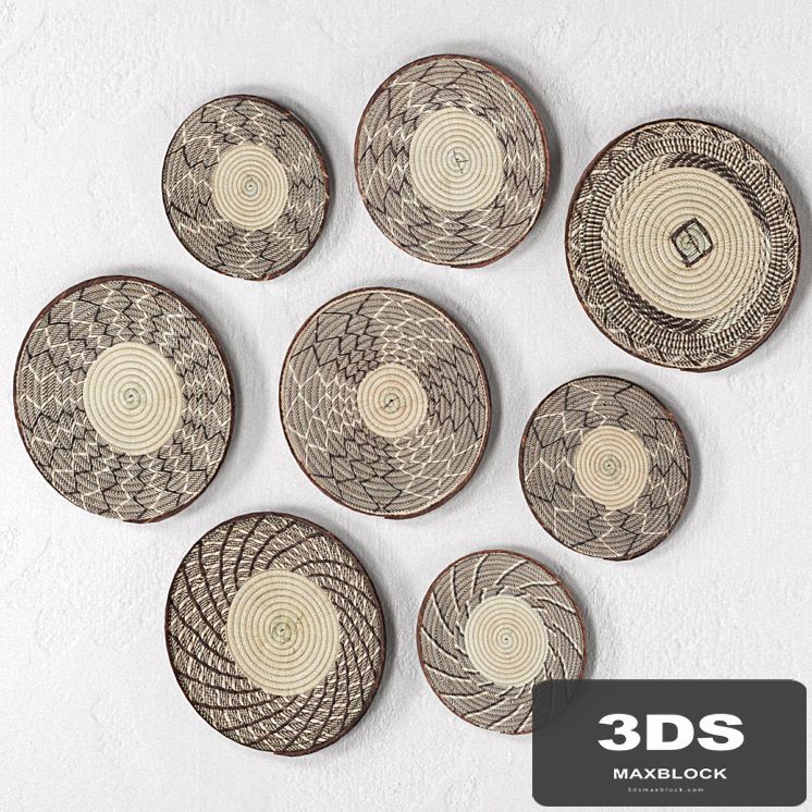 Wicker African wall baskets.