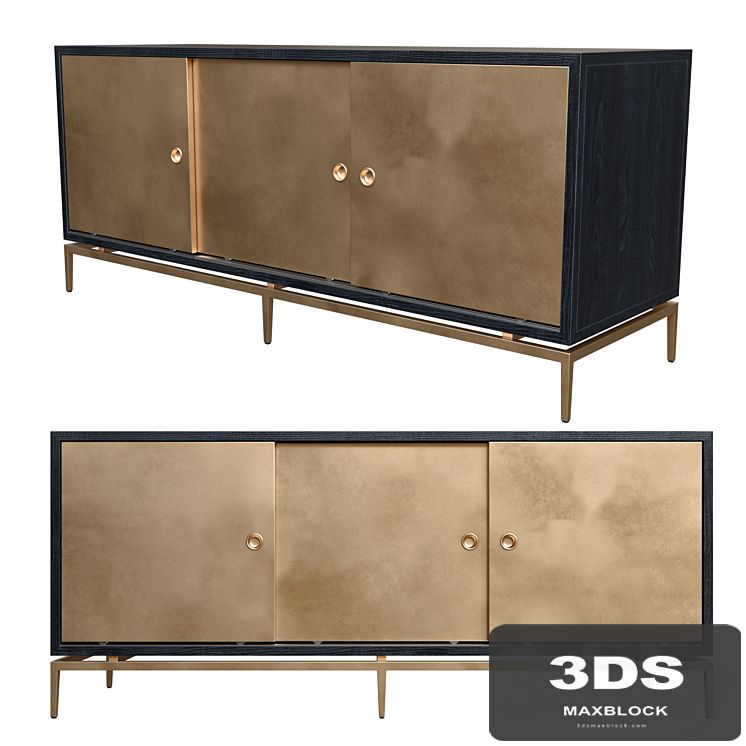 Dresser with metal sliding doors