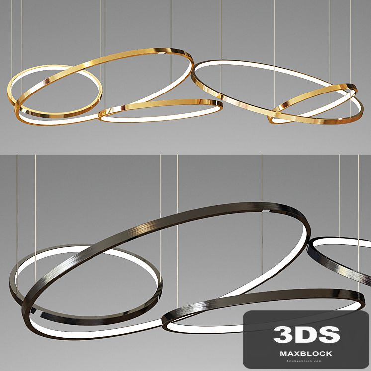 Decorative 5 Ring Chandelier - gold and black