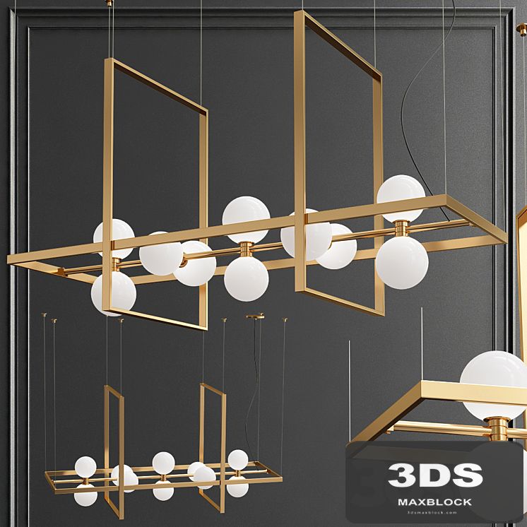 ModernRail Orb Rectangle Frame Chandelier