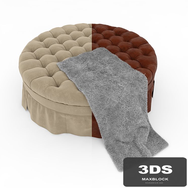 Round capitone ottoman