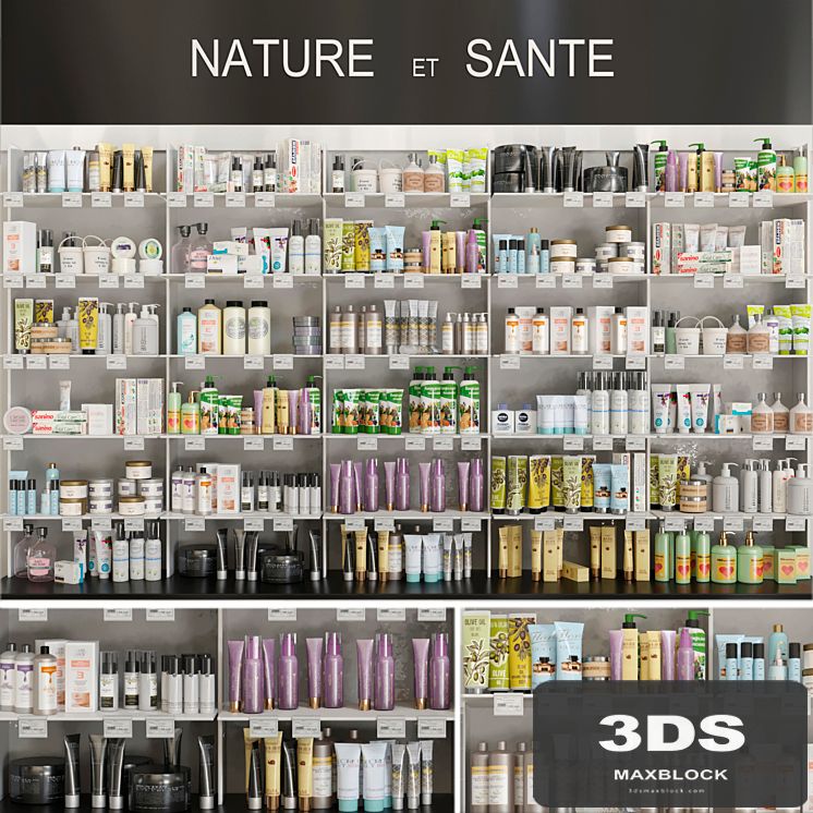 Large showcase in a pharmacy with cosmetics 3. Beauty salon
