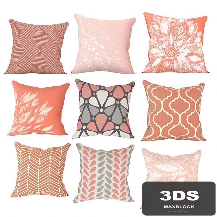 Decorative coral and pink pillows