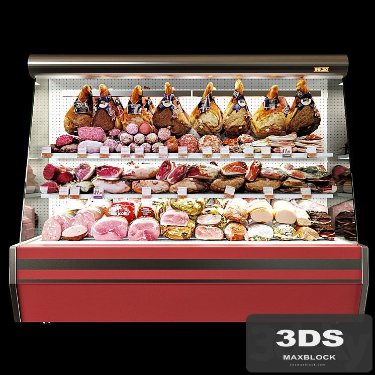 Shelves with meat