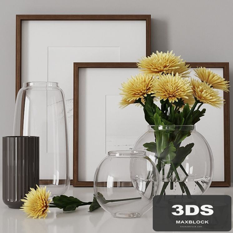 decorative set with yellow chrysanthemums 05