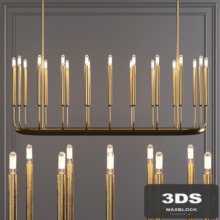 Restoration Hardware QUENOUILLES LINEAR CHANDELIER 50 Brass