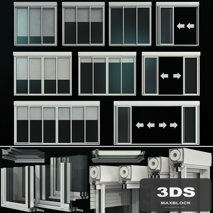 Sliding stained glass doors with roller shutters