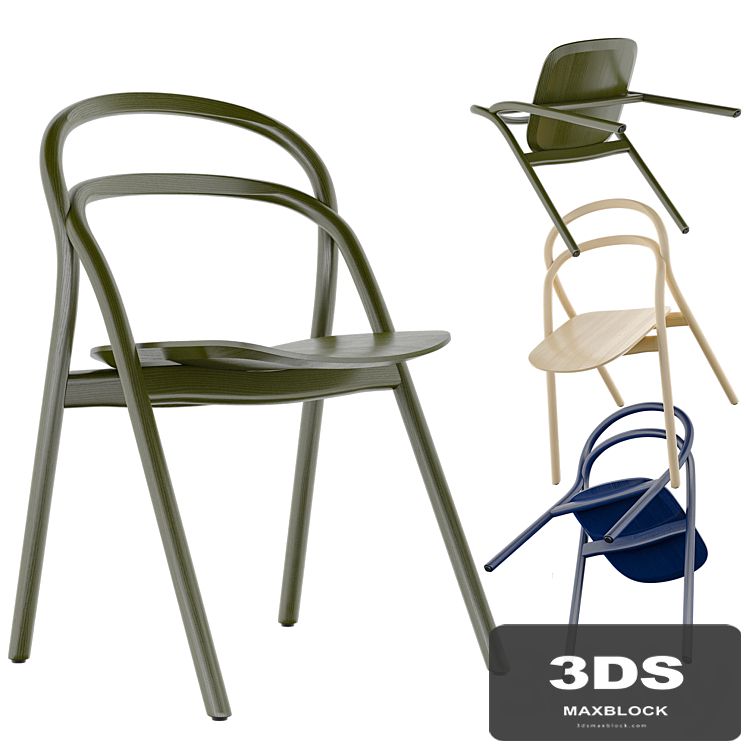 Hem Udon Chair Beech, Blue and Green Color