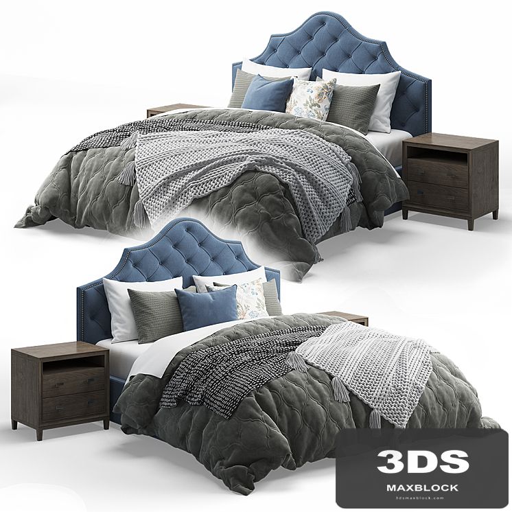 Qween Bed with Arebelle Tufted Headboard