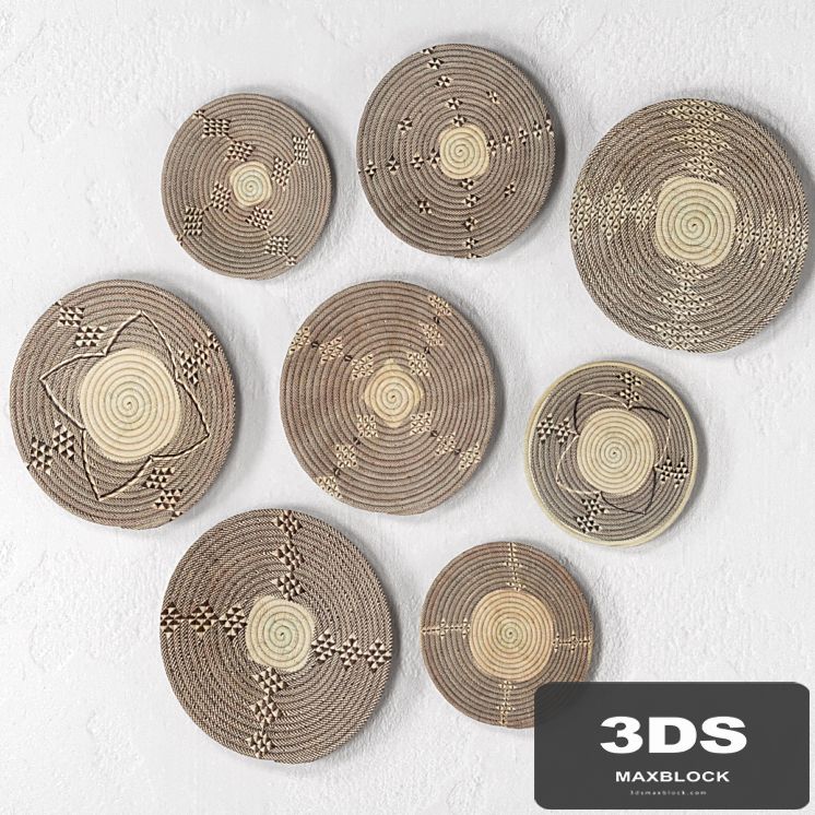 Wicker African wall baskets