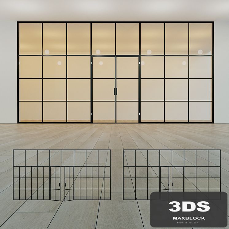 Glass partition. A door. 17