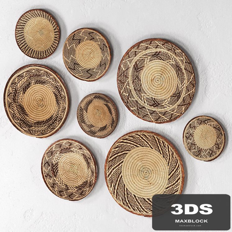 Wicker African wall baskets.