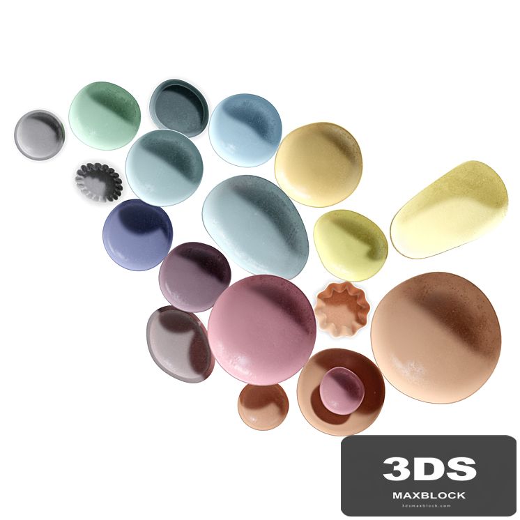 COLLECTION OF CLAY PLATES ON THE WALL (V-ray_Corona)