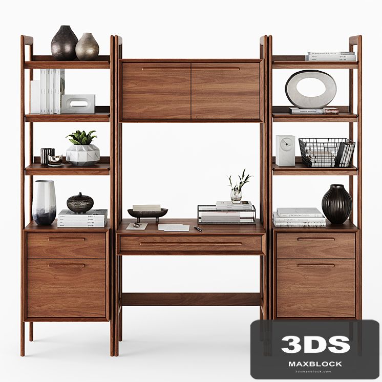 C & B Tate Bookcase Desk and File Cabinets