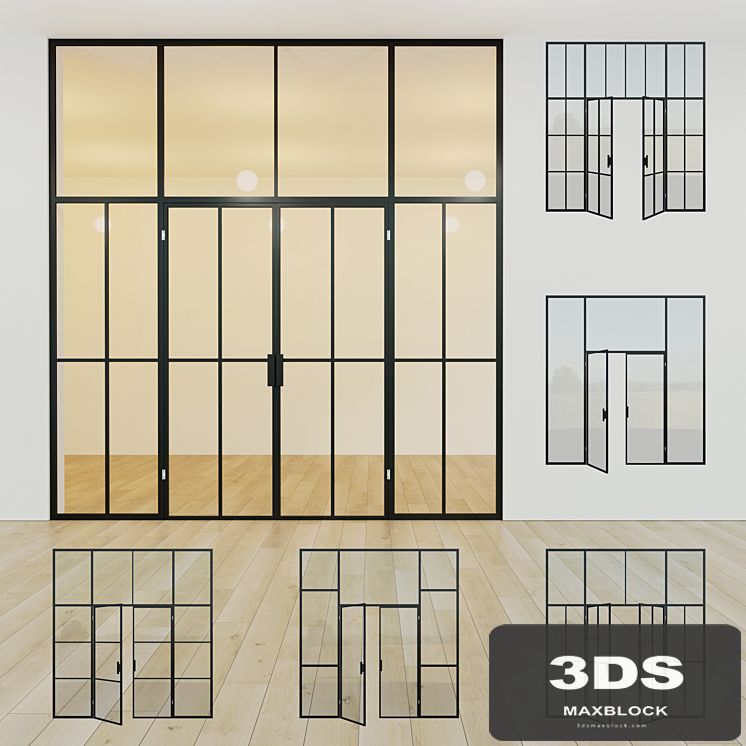 Glass partition. A door. 14