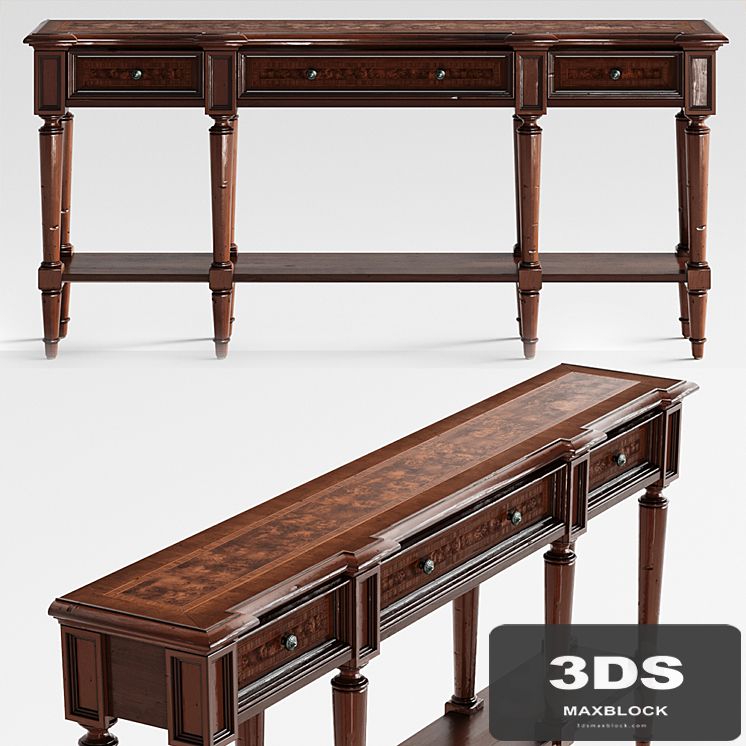 Hooker Furniture Living Room Grandover Three Drawer Console Table