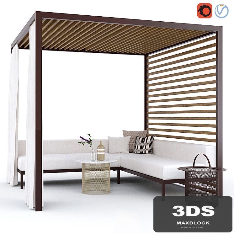 Garden arbor with sofa Kettal Pavilion Gazebo