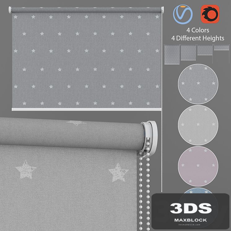 Roller Blind Stars in Four Colors Set 1