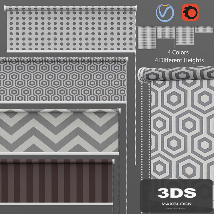 Roller Blind Stars in Four Styles Set 2