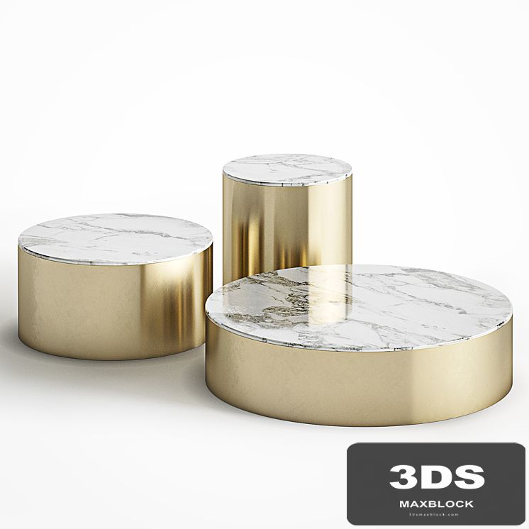 Brass and marble coffee table set Cazarina Interiors