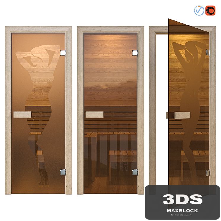 Door glass for a sauna of Sauna wood