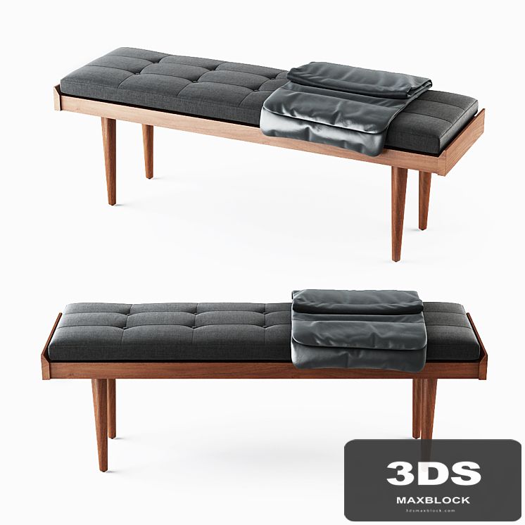 C & B Tate Slatted Bench with Cushion