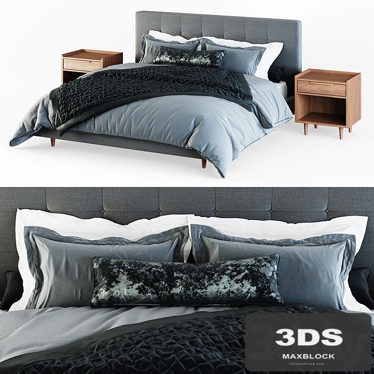 Tate King Upholstered Bed 45 "with Nightstands