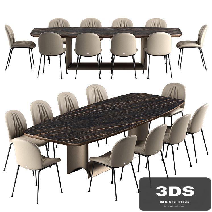 Dragon table set Cattelan italia Tina chair