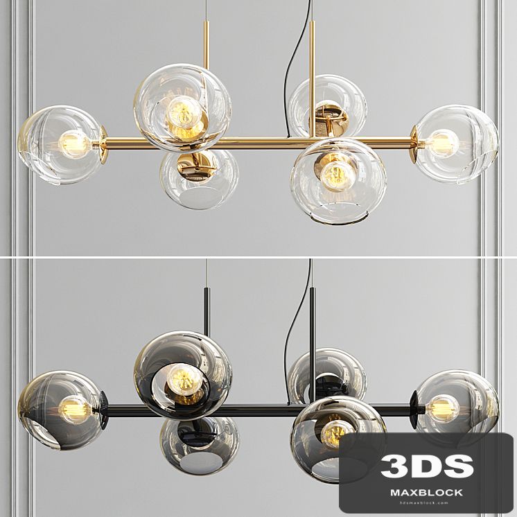 Staggered Glass Chandelier - 6 Light